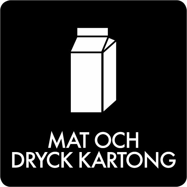Piktogram Mat och dryck kartong 12x12 cm Selvklæbende Sort