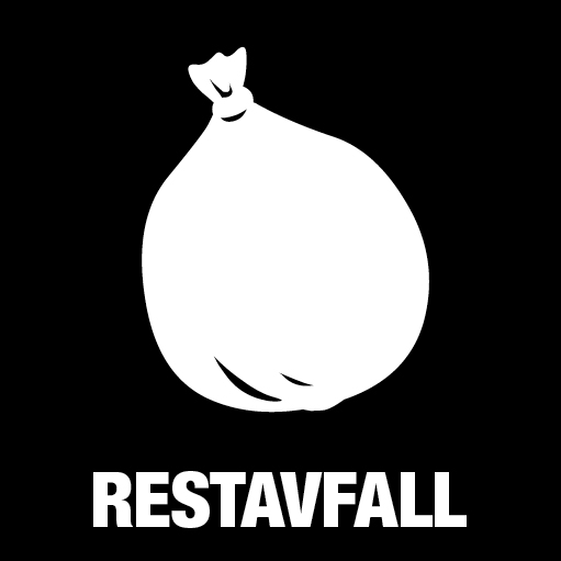 Piktogram Restavfall 15x15 cm Kontursnitt Hvit