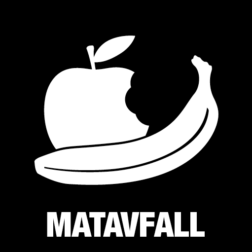 Piktogram Matavfall 15x15 cm Kontursnitt Hvit