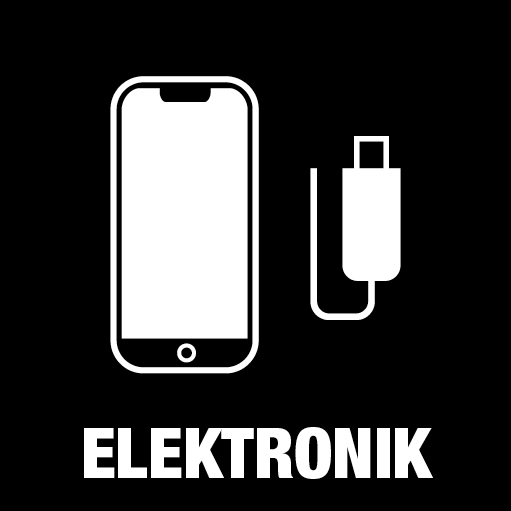 Piktogram Elektronik 15x15 cm Konturskåret Hvid