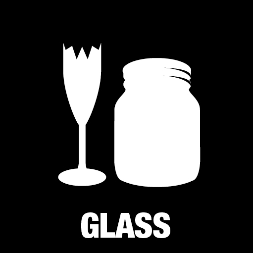 Piktogram Glass 15x15 cm Kontursnitt Hvit