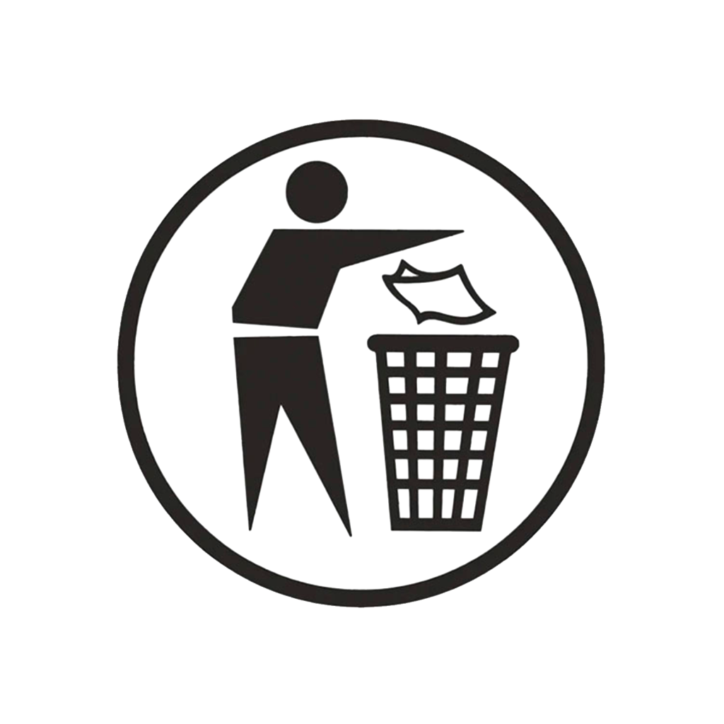 Piktogramm Abfalletikett 15x15 cm Konturschnitt Schwarz