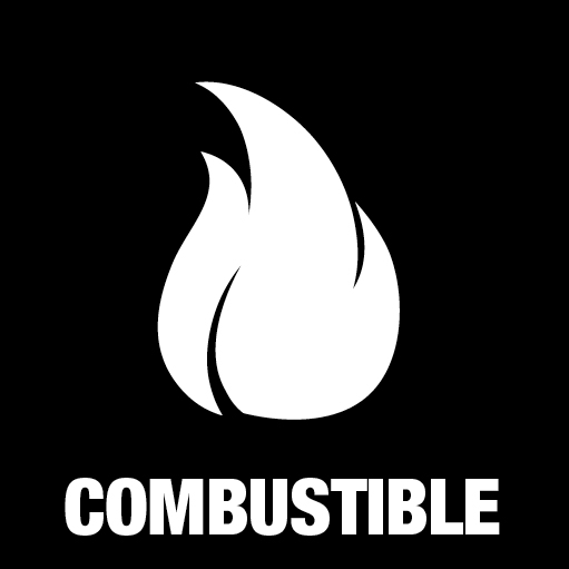 Piktogram Combustible 15x15 cm Kontursnitt Hvit