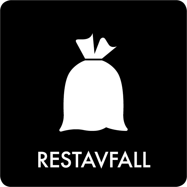 Piktogram Restavfall 12x12 cm Selvklebende Svart