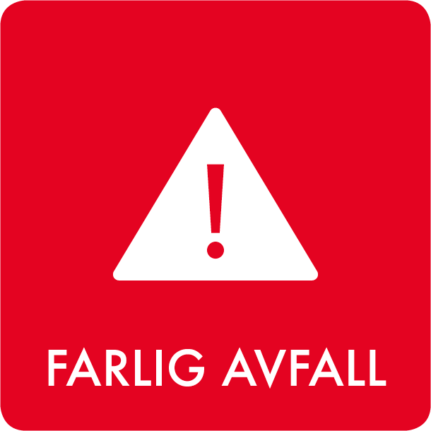 Piktogram Farlig avfall 12x12 cm Selvklebende Rød