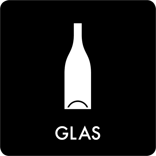 Piktogram Glas 12x12 cm Selvklæbende Sort