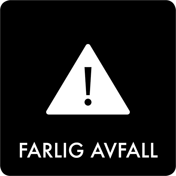 Piktogram Farlig avfall 12x12 cm Selvklebende Svart
