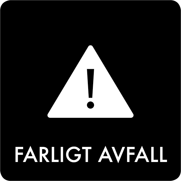 Piktogram Farligt avfall 12x12 cm Självhäftande Svart