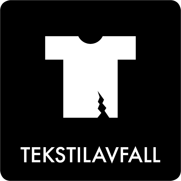 Piktogram Tekstilavfall 12x12 cm Selvklebende Svart