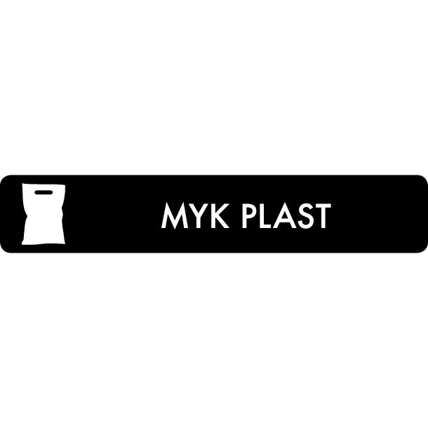 Piktogram Myk plast 16x3 cm Selvklebende Svart