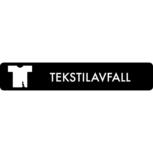 Piktogram Tekstilavfall 16x3 cm Selvklebende Svart