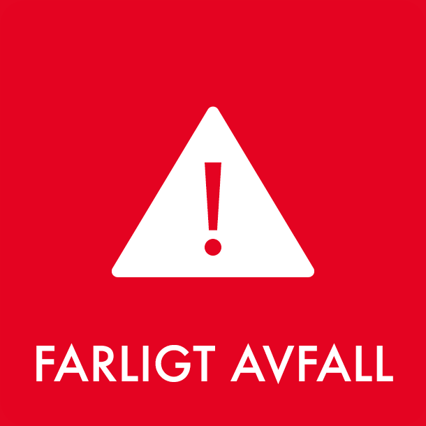 Piktogram Farligt avfall 12x12 cm Magnetisk Rød