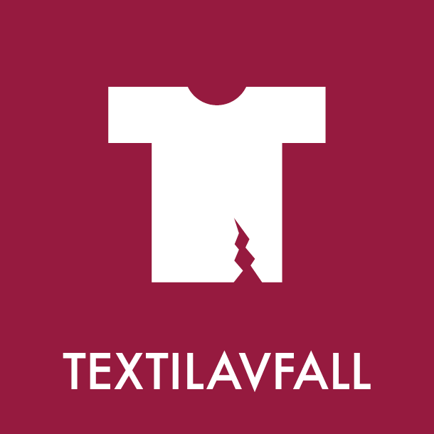 Piktogram Textilavfall 12x12 cm Magnetisk Bordeaux