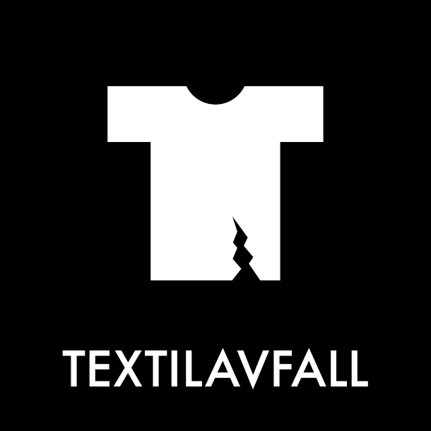 Piktogram Textilavfall 12x12 cm Magnetisk Svart