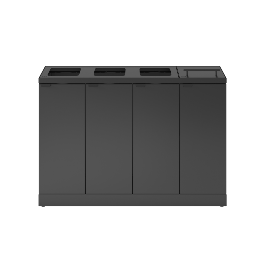 Bica Modell 883 Abfalltrennung 4x45 Liter Deckel/Drei Öffnungen Anthrazit