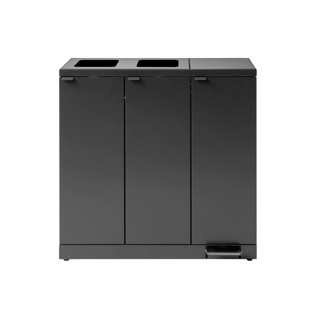 Bica Modell 973 Abfalltrennung 3x65 Liter Fußpedal/Öffnungen offen